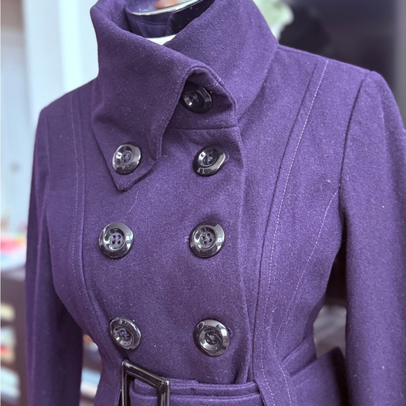 Miss Sixty Deep Purple Double Breasted Coat With Shawl Neck Detail Sz M